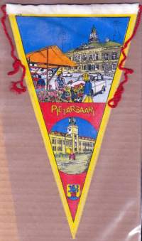 Matkailuviiri paikkakuntaviiri Pietarsaari Jakobstad - Iso viiri  26 x 15 cm. Kaksipuoleinen, punottu reunus.