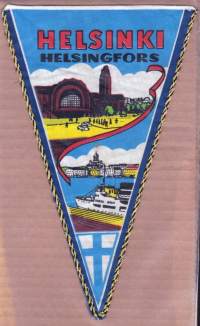 Matkailuviiri paikkakuntaviiri Helsinki- Iso viiri  25 x 15 cm. Reunapunos.