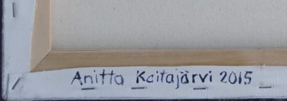 Anitta Kaitajärvi  ,&quot;Nähdä kuulla ja haistaa- aistit &quot;  öljyvärimaalaus kankaalle 38x45 cm sign a tergo Anitta Kaitajärvi 2015