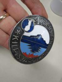 Suomi - Finland - Kilpisjärvi -auton keulamerkki, emaloitu -car tour badge