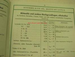 Schimmel &amp; Co Ag 1940 Preisliste -kosmetiikka-alan raaka-aineiden tuoteluettelo ja hinnasto