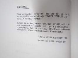 Toyota 1E, 2E, 2E-C moottorit korjauskäsikirja -tehtaan / maahantuojan alkuperäinen suomenkielinen korjaamokirja