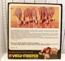 View-Master Afrikan villieläimiä, kotelossa  21 kolmiulotteista kuvaa (3 kiekkoa) +täydellinen tarina