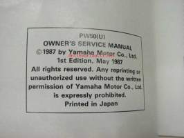 Yamaha PW50 (U) owner´s service manual -korjausohjekirja