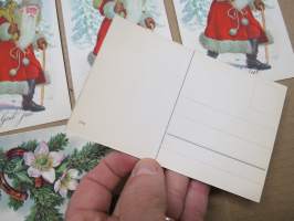 Joulukortti, joulukortit / joulukorttisarja / postikortit / postikorttisarja, käyttämättömät 5 kpl 1920-30 lukujen vaihteesta huom! &quot;God Jul&quot; eli RUOTSINKIELISET!