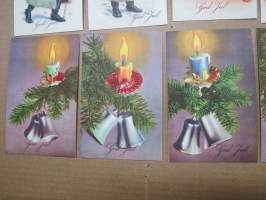 Joulukortti, joulukortit / joulukorttisarja / postikortit / postikorttisarja, käyttämättömät 11 kpl 1920-30 lukujen vaihteesta huom! &quot;God Jul&quot; eli RUOTSINKIELISET!