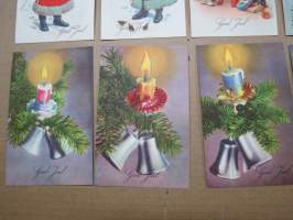 Joulukortti, joulukortit / joulukorttisarja / postikortit / postikorttisarja, käyttämättömät 11 kpl 1920-30 lukujen vaihteesta huom! &quot;God Jul&quot; eli RUOTSINKIELISET!