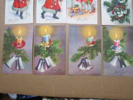 Joulukortti, joulukortit / joulukorttisarja / postikortit / postikorttisarja, käyttämättömät 11 kpl 1920-30 lukujen vaihteesta huom! &quot;God Jul&quot; eli RUOTSINKIELISET!