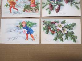 Joulukortti, joulukortit / joulukorttisarja / postikortit / postikorttisarja, käyttämättömät 10 kpl 1920-30 lukujen vaihteesta huom! &quot;God Jul&quot; eli RUOTSINKIELISET!