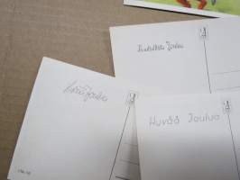 Joulukortti, joulukortit / joulukorttisarja / postikortit / postikorttisarja, käyttämättömät 11 kpl 1940-50 lukujen vaihde, taiteilijat Anders Olsson &amp; Jenny Nyström