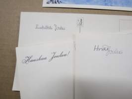 Joulukortti, joulukortit / joulukorttisarja / postikortit / postikorttisarja, käyttämättömät 11 kpl 1940-50 lukujen vaihde, taiteilijat Anders Olsson &amp; Jenny Nyström