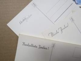 Joulukortti, joulukortit / joulukorttisarja / postikortit / postikorttisarja, käyttämättömät 11 kpl 1940-50 lukujen vaihde, taiteilijat Anders Olsson &amp; Jenny Nyström