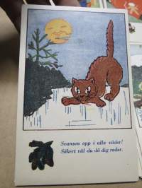 Postkortserie 9 st olika - lyckönskiningar gällande högtid etc, krigstida 1940-talet, fina verser