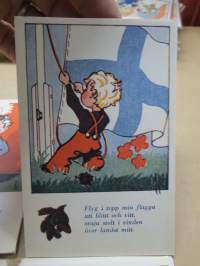 Postkortserie 10 st olika - lyckönskiningar gällande högtid etc, krigstida 1940-talet, fina verser