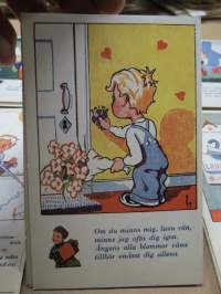 Postkortserie 10 st olika - lyckönskiningar gällande högtid etc, krigstida 1940-talet, fina verser