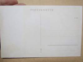 Onnittelukortti / postikortti &quot;Lemmenkukka sinisilmä kasvaa yksin kedolla, sulle tyttö annan sen, jos vaan muistat minua&quot;, alkuperäinen vuodelta 1943, käyttämätön