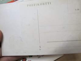 Onnittelukorttisarja / postikorttisarja tekstein / värssyin, 10 kpl vuodelta 1943, häät, seurustelu, rakkaus ym.