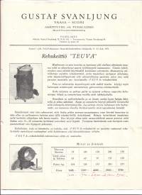 &quot;Teuva&quot; -rehukeittiö - tuotr-esite 1931 / Gustaf Svanljung