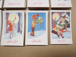 Postkortserie &quot;God Jul&quot; - &quot;Fridfull Jul&quot; - &quot;Glad Jul &quot;- 10 st olika, tryckta på 1940-talet