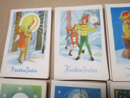 Joulukortti, joulukortit / joulukorttisarja / postikortit / postikorttisarja, käyttämättömät 10 kpl 1940-50 lukujen vaihde