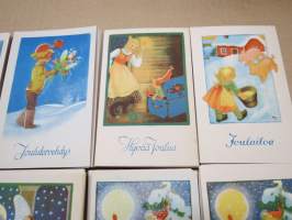 Joulukortti, joulukortit / joulukorttisarja / postikortit / postikorttisarja, käyttämättömät 10 kpl 1940-50 lukujen vaihde