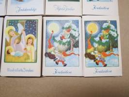 Joulukortti, joulukortit / joulukorttisarja / postikortit / postikorttisarja, käyttämättömät 10 kpl 1940-50 lukujen vaihde