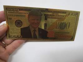 One Thousand (1 000) Dollars - United States - Donald Trump - Gold foil novelty note -keräilyseteli 24 K kullattu seteli, leikkirahaa