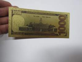 One Thousand (1 000) Dollars - United States - Donald Trump - Gold foil novelty note -keräilyseteli 24 K kullattu seteli, leikkirahaa