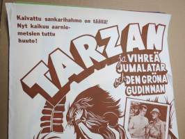 Tarzan ja Vihreä jumalatar - Den Grön gudinnan, pääosissa Herman Brix, Ula Holt, Frank Baker, vuodelta 1947 -elokuvajuliste / movie poster
