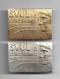 SVUL:n Keski-Suomen piiri  plaketti  - mitali 30x50 mm kulta ja hopea yht 2 kpl