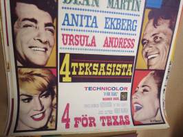 4 Teksasista / 4 för Texas, pääosissa Frank Sinatra, Dean Martin, Anita Ekberg, Ursula Andress -elokuvajuliste / movie poster