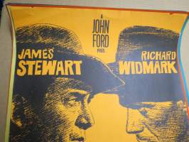 He ratsastivat yhdessä / Två red tillsammans, pääosissa James Stewart, Richard Widmark -elokuvajuliste / movie poster