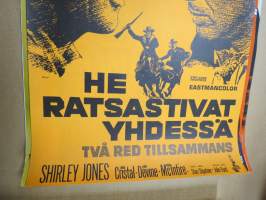 He ratsastivat yhdessä / Två red tillsammans, pääosissa James Stewart, Richard Widmark -elokuvajuliste / movie poster