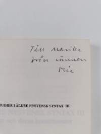 Studier i äldre nysvensk syntax, 3 - Meningar, satser och deras konstituenter (signeerattu, tekijän omiste)