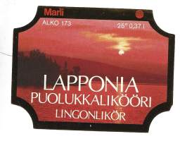 Lapponia Puolukkalikööri Alko nr 173  - liköörietiketti viinaetiketti