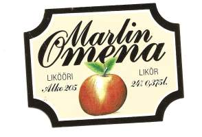 Marlin Omena Likööri Alko nr 205  - liköörietiketti viinaetiketti