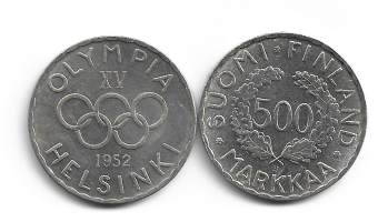 500  markkaa  1952  Olympia hopeaa