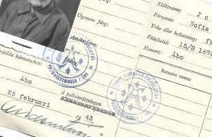 Legitimationsbevis / Henkilöllisyystodistus valokuvalla varustettu 1940-luku  Åbo