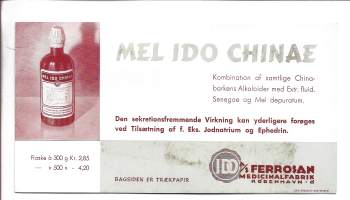 Ferrosan / Mel ido Chinae  lääkemainos pahvia  A5 koko
