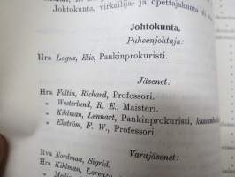 Helsingin Musiikkiopiston vuosikertomus vuodelta 1912-1913, oppilaslistat mm. opettajan Ilmari Hannikainen, oppilaina Jorma &amp; Kirsti Gallen-Kallela