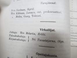 Helsingin Musiikkiopiston vuosikertomus vuodelta 1912-1913, oppilaslistat mm. opettajan Ilmari Hannikainen, oppilaina Jorma &amp; Kirsti Gallen-Kallela