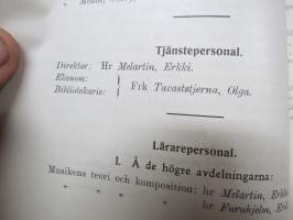 Helsingfors Musikinstitut årsberättelse 1912-1913, elevlistor mm Jorma &amp; Kirsti Gallen-Kallela etc.