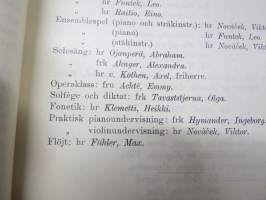 Helsingfors Musikinstitut årsberättelse 1912-1913, elevlistor mm Jorma &amp; Kirsti Gallen-Kallela etc.