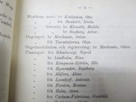 Helsingfors Musikinstitut årsberättelse 1912-1913, elevlistor mm Jorma &amp; Kirsti Gallen-Kallela etc.