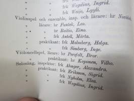 Helsingfors Musikinstitut årsberättelse 1912-1913, elevlistor mm Jorma &amp; Kirsti Gallen-Kallela etc.