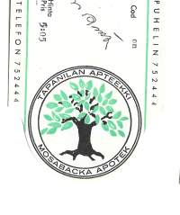 Tapanilan  Apteekki - resepti signatuuri 1968