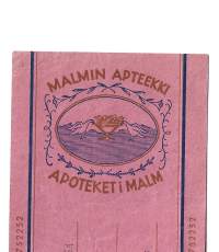 Malmin   Apteekki - resepti signatuuri 1967