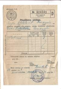 Pitoeläinten  ostolupa 1943  Somerniemi