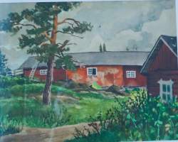 Gunnar Forsström,  sign &quot;Nevas Aug -41 &quot; akvarelli  38x51 cm