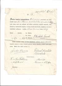 Kosken kappelin Siemen warastosta olen minä lainaksi saanut  ... 1904  asiakija firmalomake
